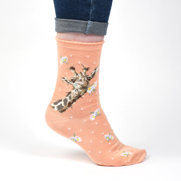 Wrendale Designs Giraffe Flowers Socks