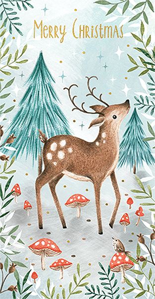 Art File Christmas Deer in Forest Christmas Card