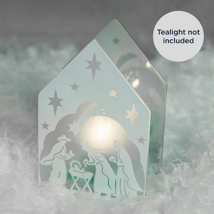 Glitter Nativity Design Single Tealight Holder