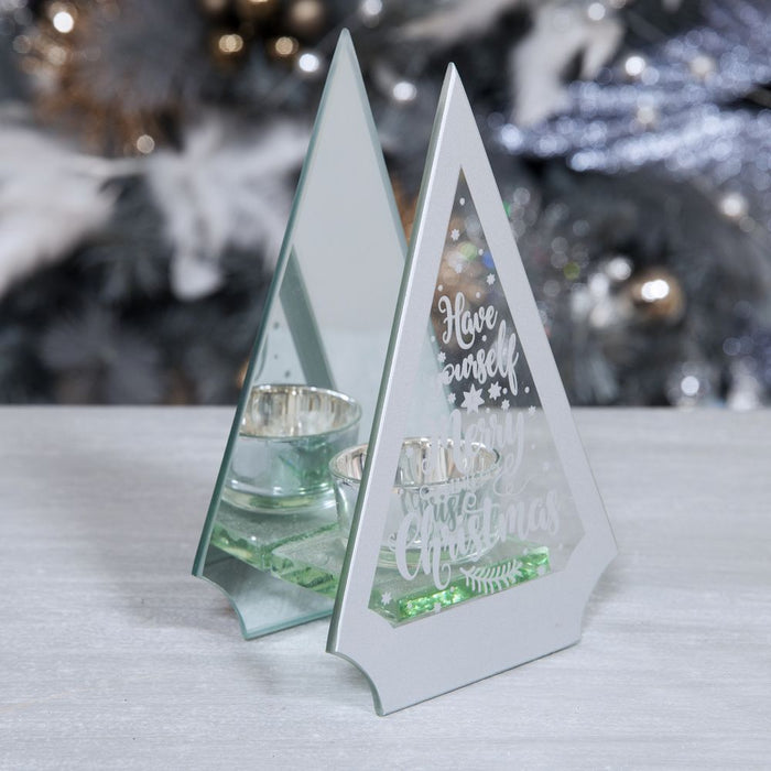 Triangular Single Tealight Holder "Have Yourself A Merry..."