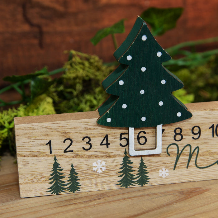 Wooden Calendar With Christmas Tree Date Slider