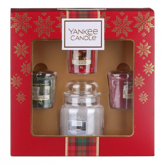 Yankee Candle Alpine Christmas Small Jar With Three Votives Gift Set