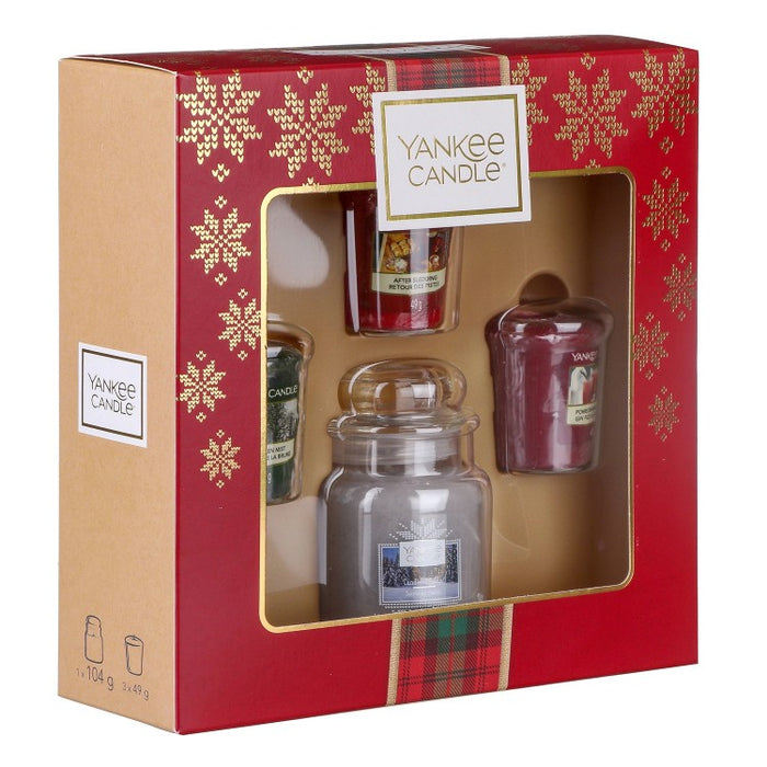 Yankee Candle Alpine Christmas Small Jar With Three Votives Gift Set