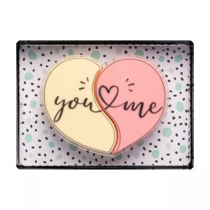 Decorated White Chocolate Heart You & Me